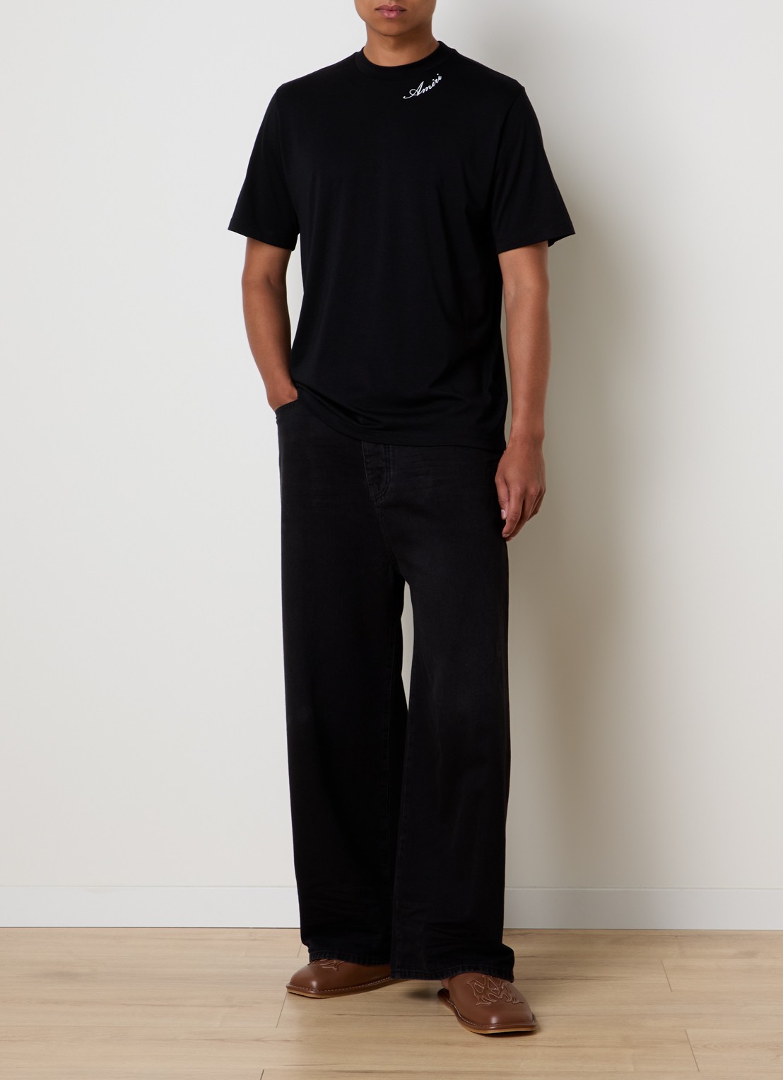 AMIRI Script T-shirt met logo - voorkant 2 zwart