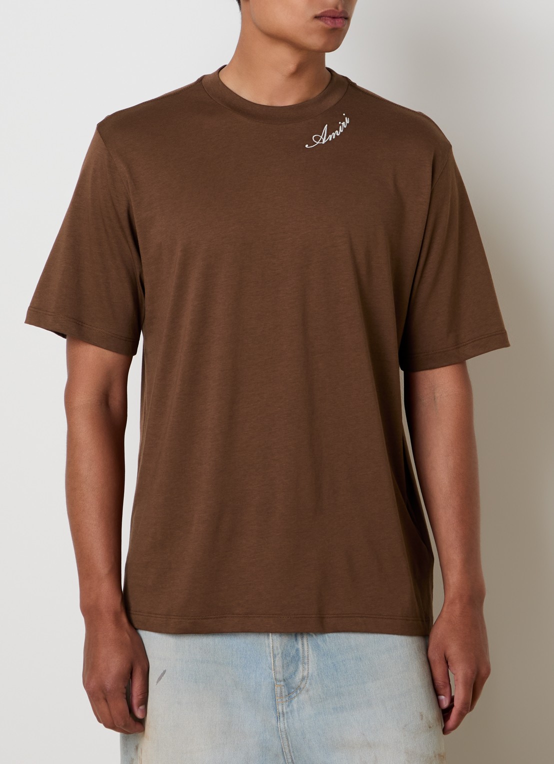 AMIRI Script T-shirt met logo - detail cognac