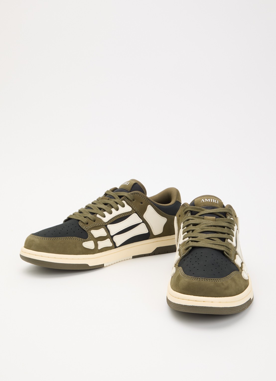 AMIRI Skel Top Low sneaker van suède met leren details - detail 3 bronsgroen