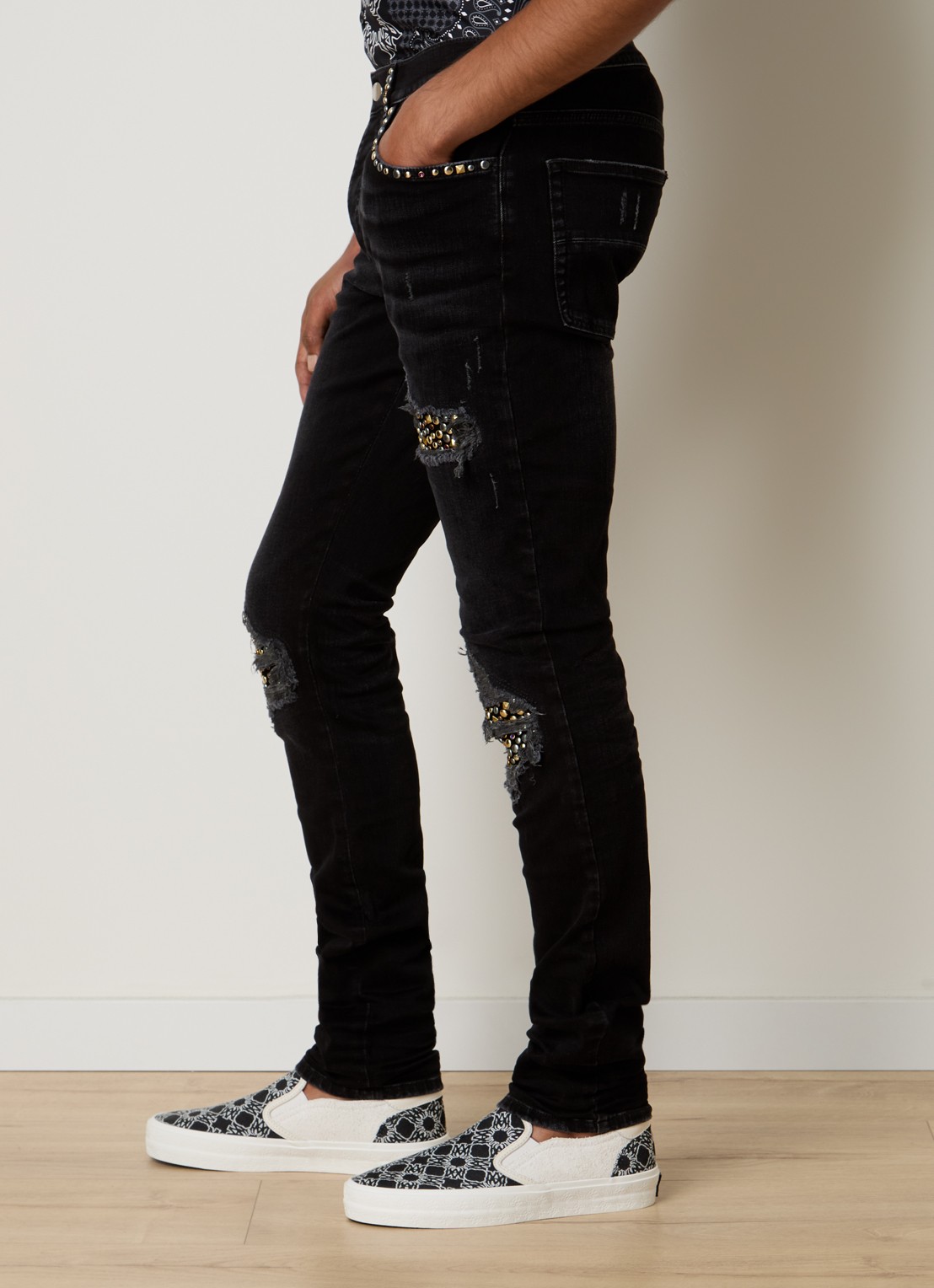AMIRI Skinny jeans met studs - detail 5 zwart