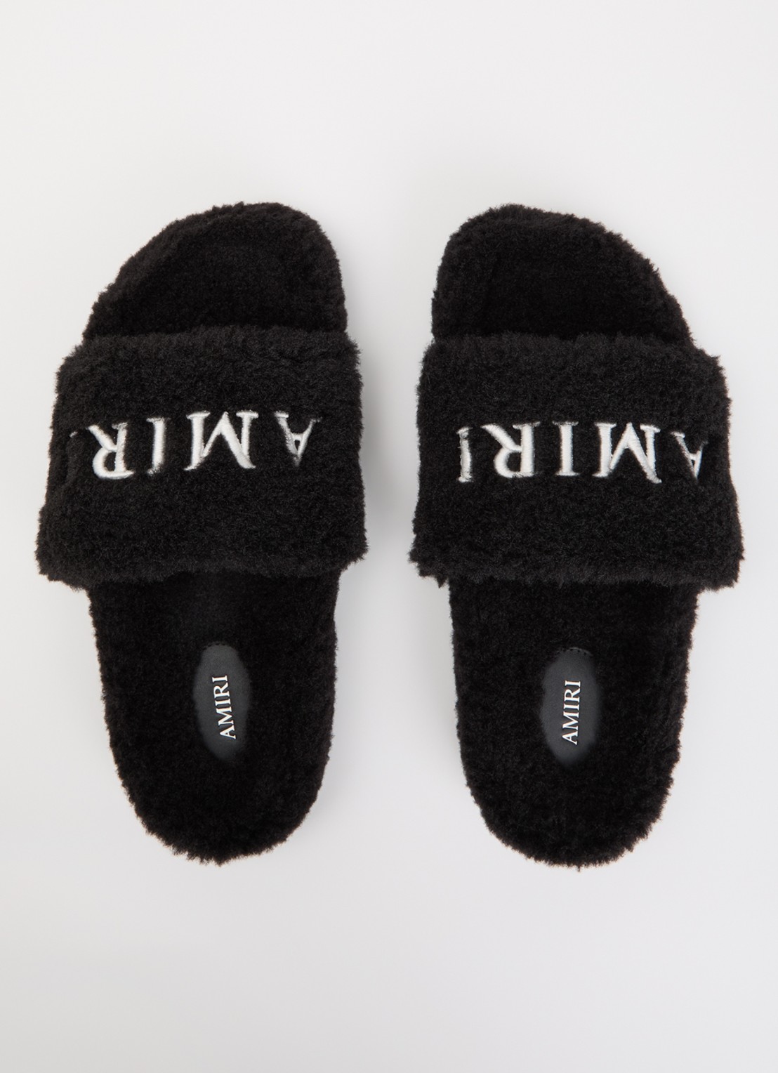 AMIRI Slipper van imitatiebont met logoborduring - detail 4 zwart