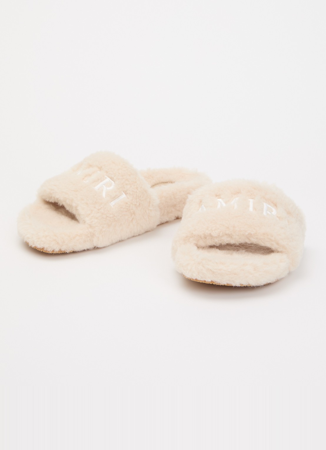 AMIRI Slipper van imitatiebont met logoborduring - detail 3 creme