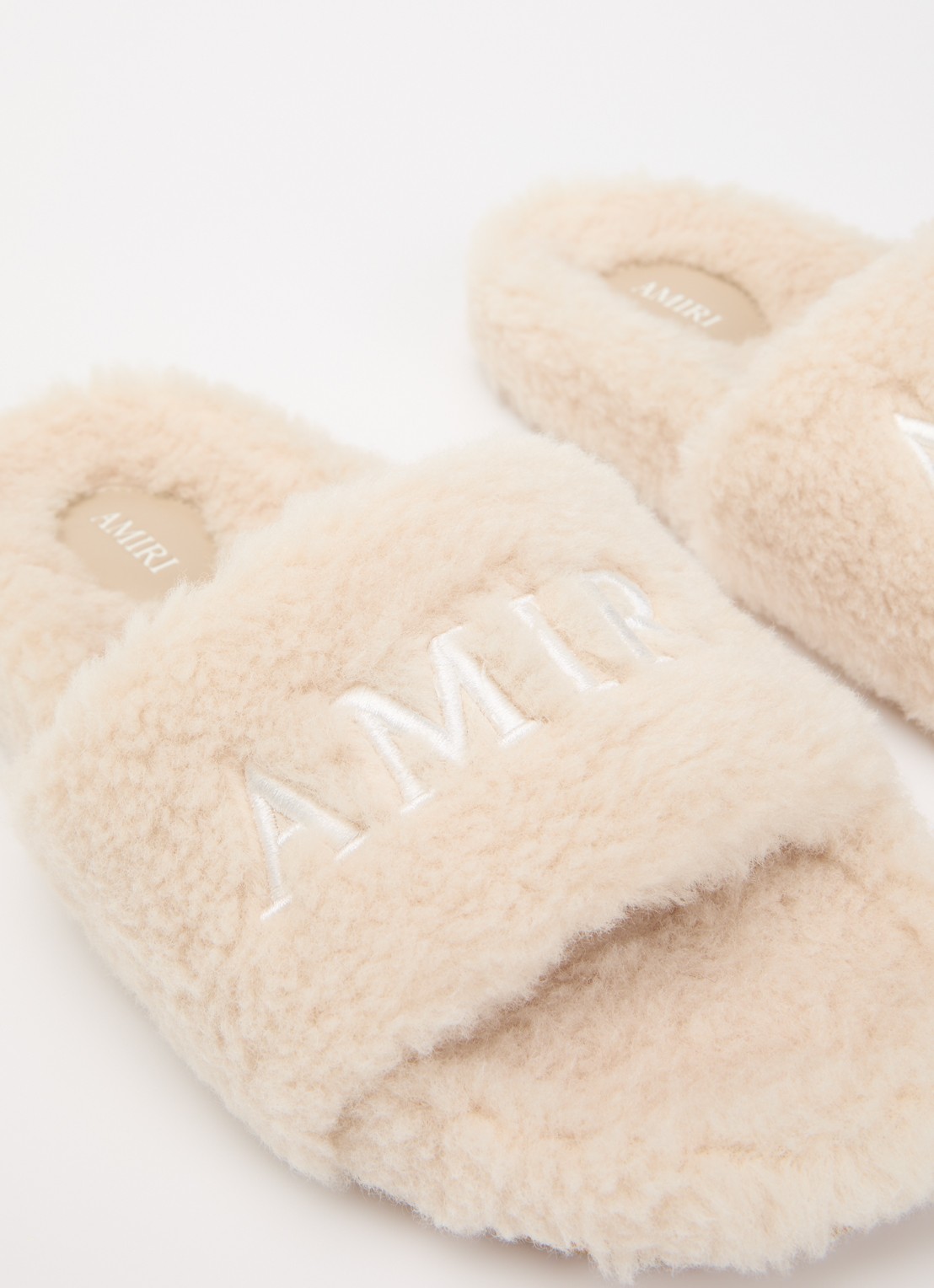 AMIRI Slipper van imitatiebont met logoborduring - detail 6 creme