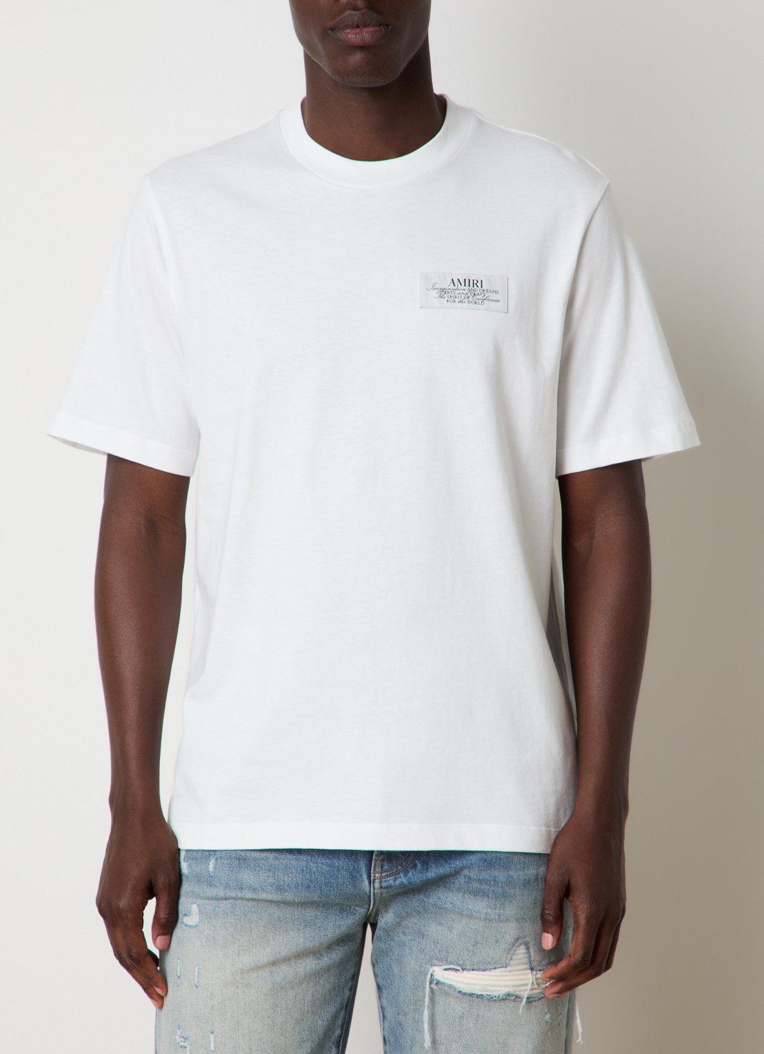 AMIRI Spirit T-shirt met logo- en backprint - achterkant gebroken wit