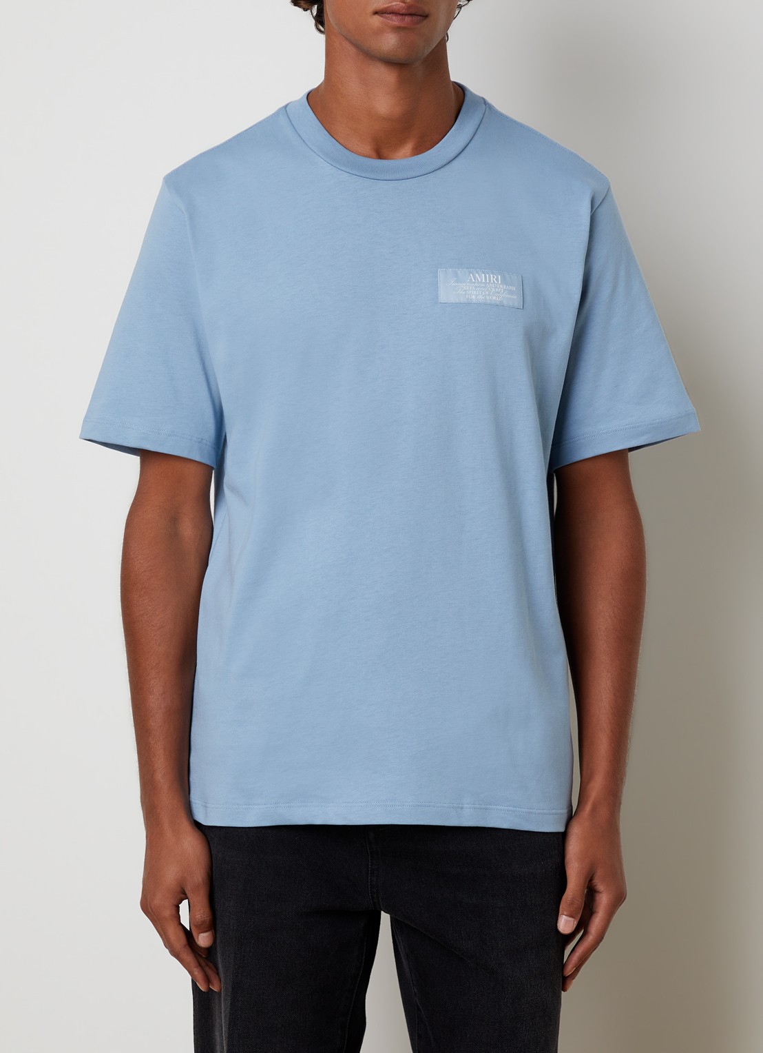 AMIRI Spirit T-shirt met logo- en backprint - achterkant lichtblauw