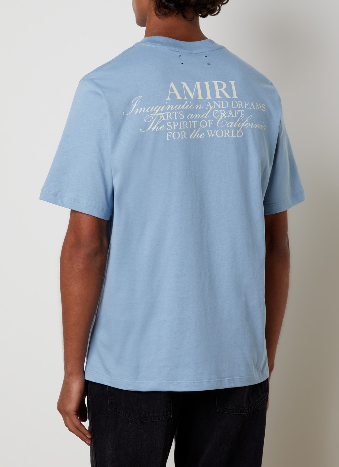 AMIRI Spirit T-shirt met logo- en backprint - detail 4 lichtblauw