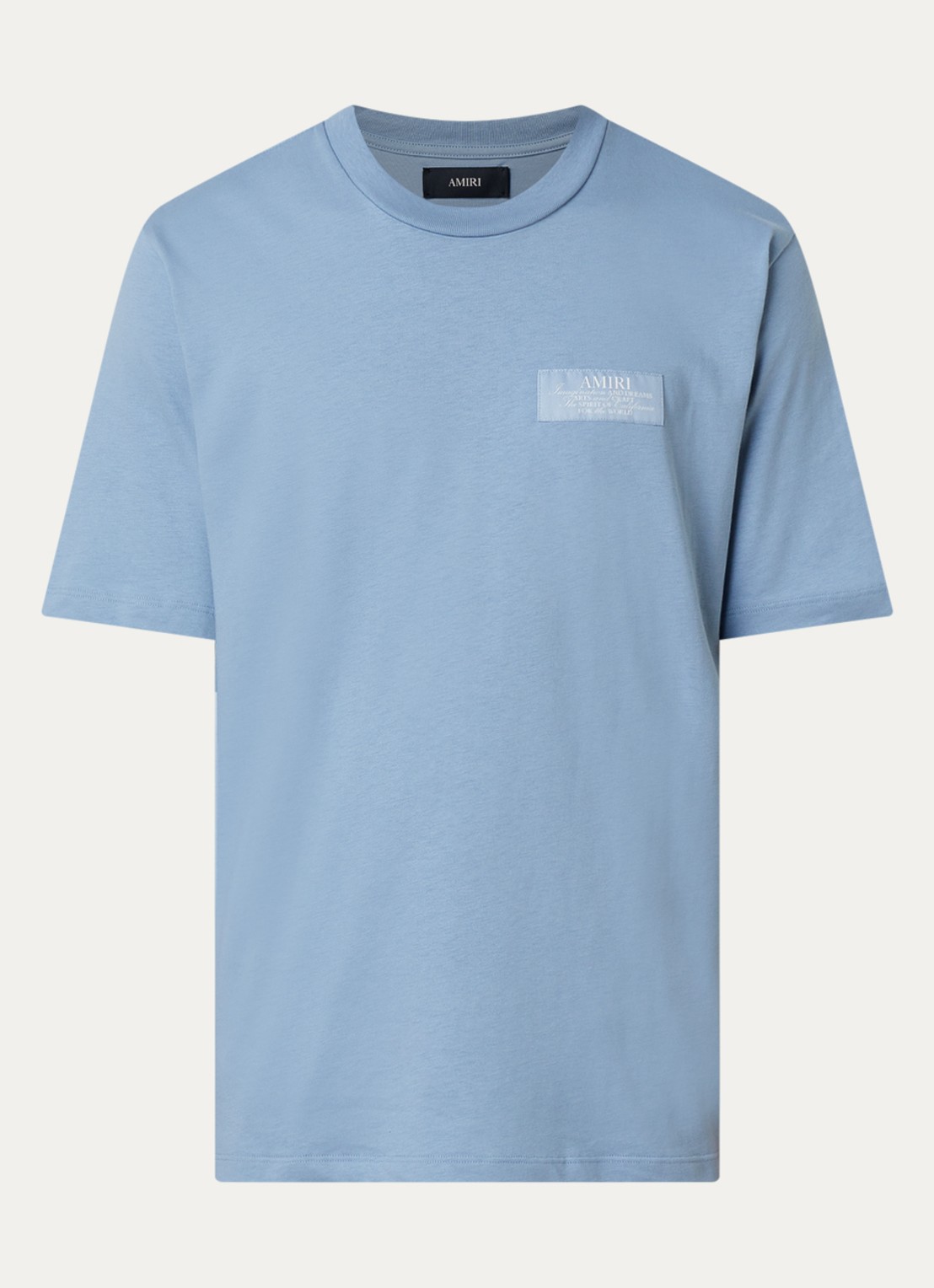 AMIRI Spirit T-shirt met logo- en backprint - voorkant 2 lichtblauw