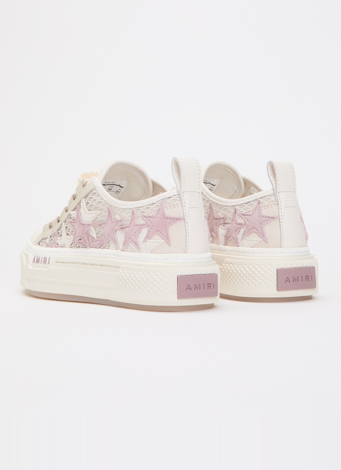 AMIRI Stars Court sneaker van leer met mesh details - achterkant beige