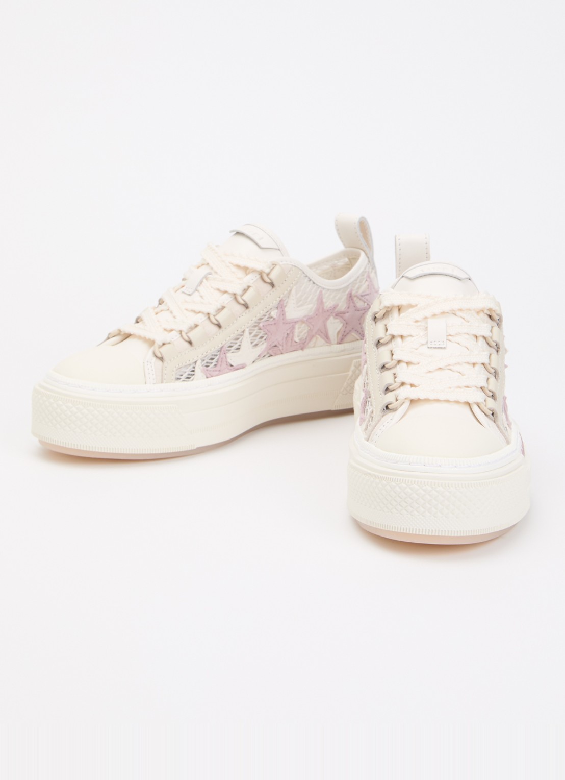 AMIRI Stars Court sneaker van leer met mesh details - detail 3 beige
