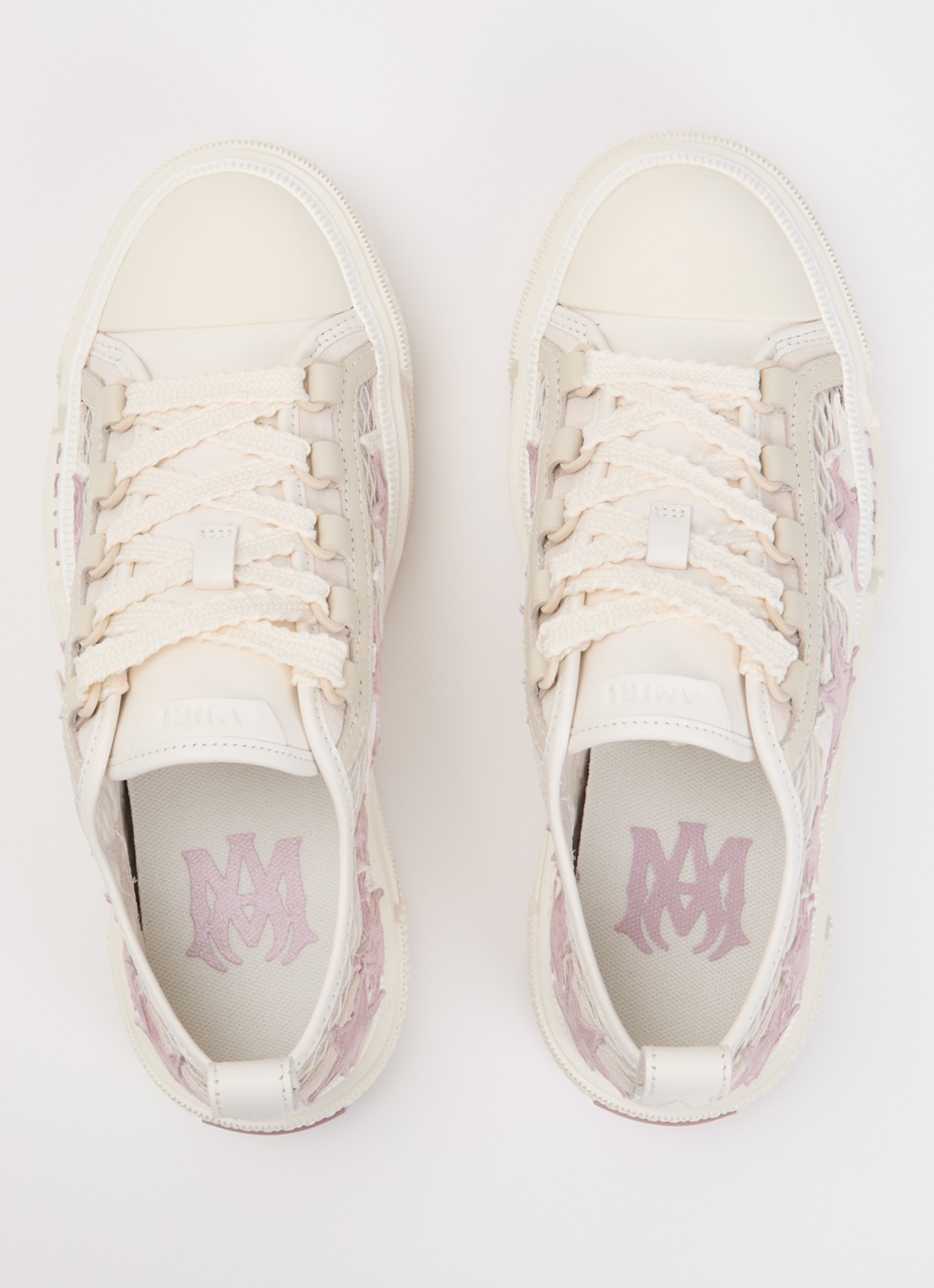 AMIRI Stars Court sneaker van leer met mesh details - detail 4 beige