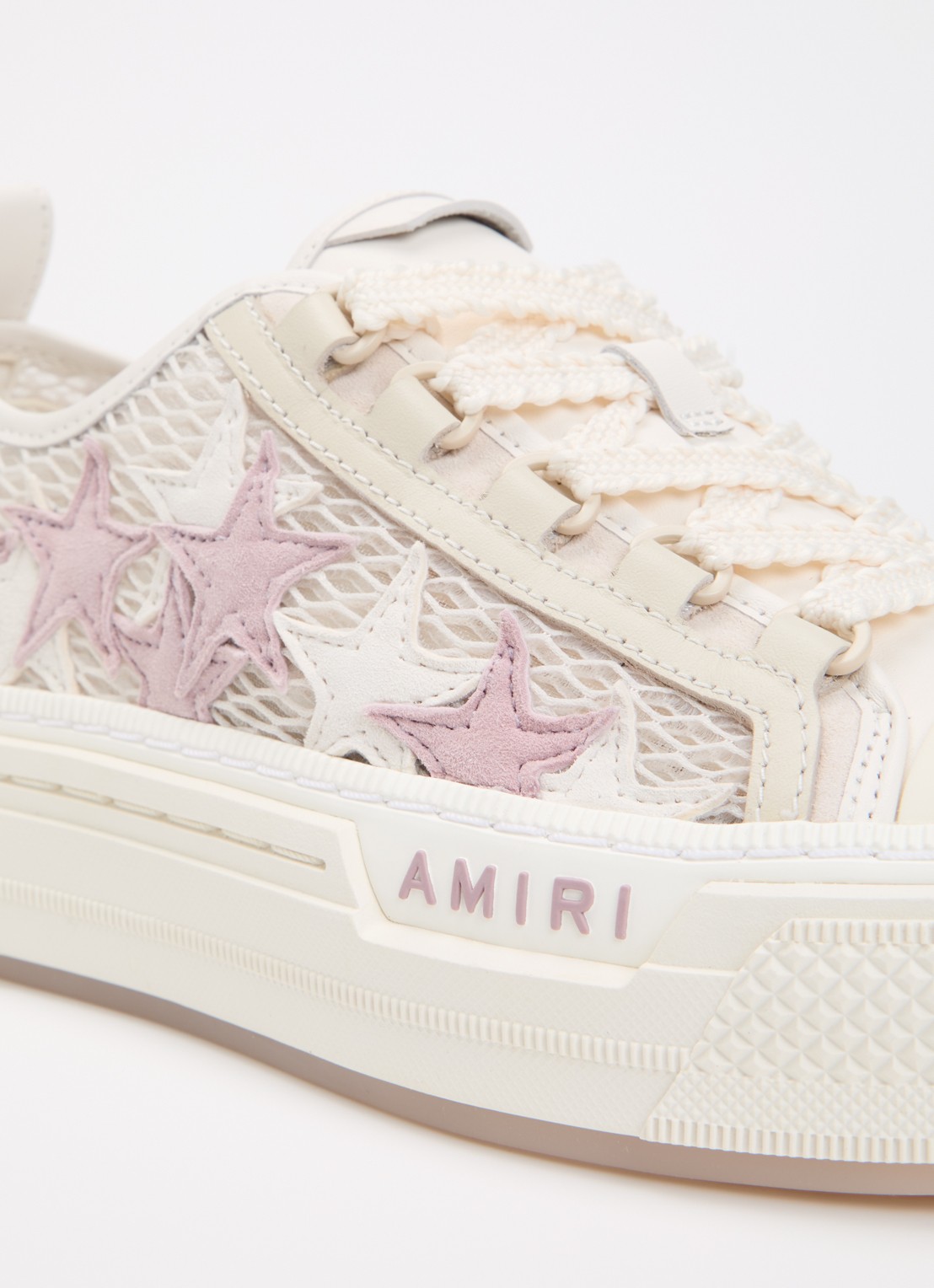 AMIRI Stars Court sneaker van leer met mesh details - detail 6 beige