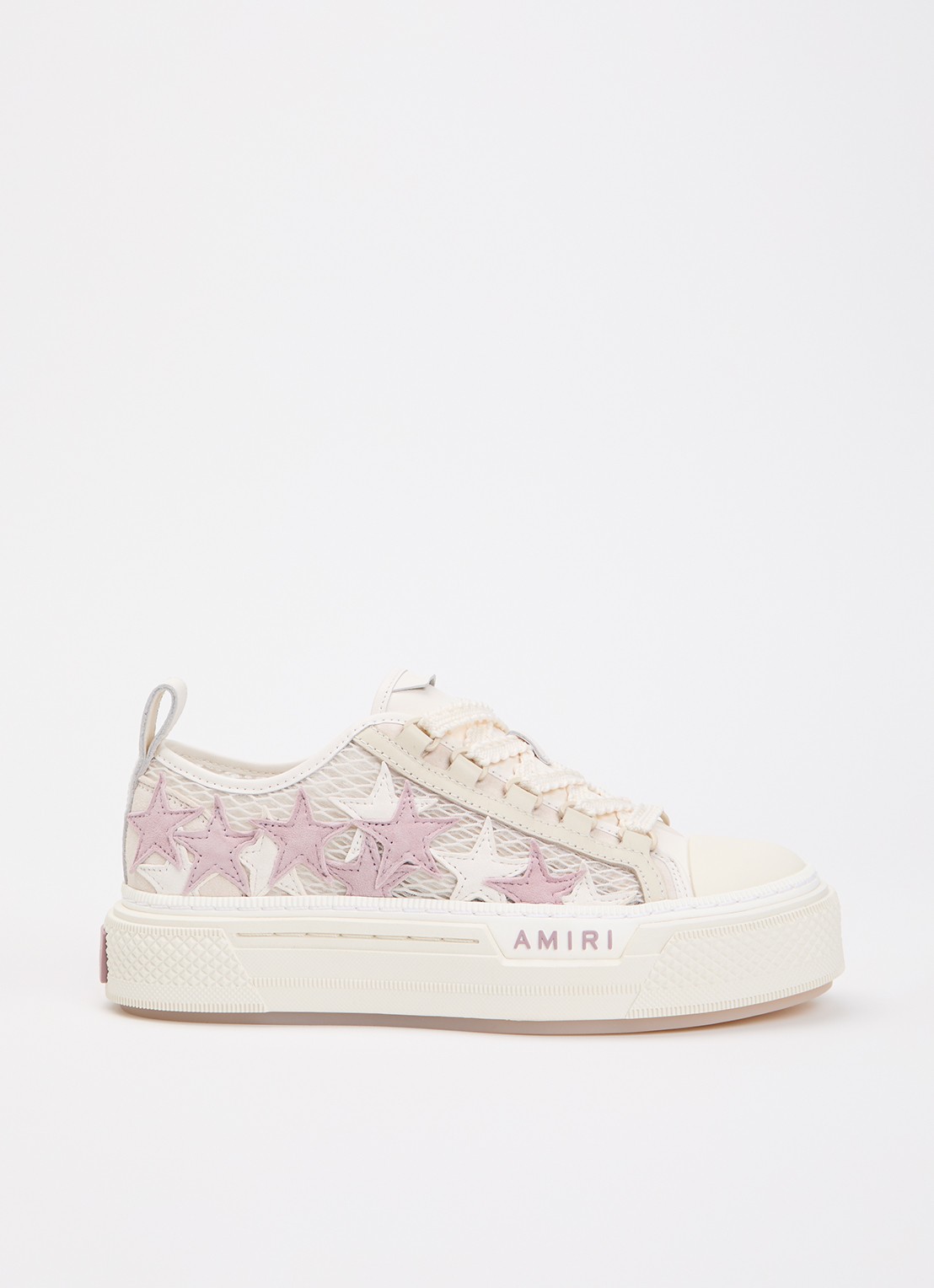 AMIRI Stars Court sneaker van leer met mesh details - voorkant 2 beige