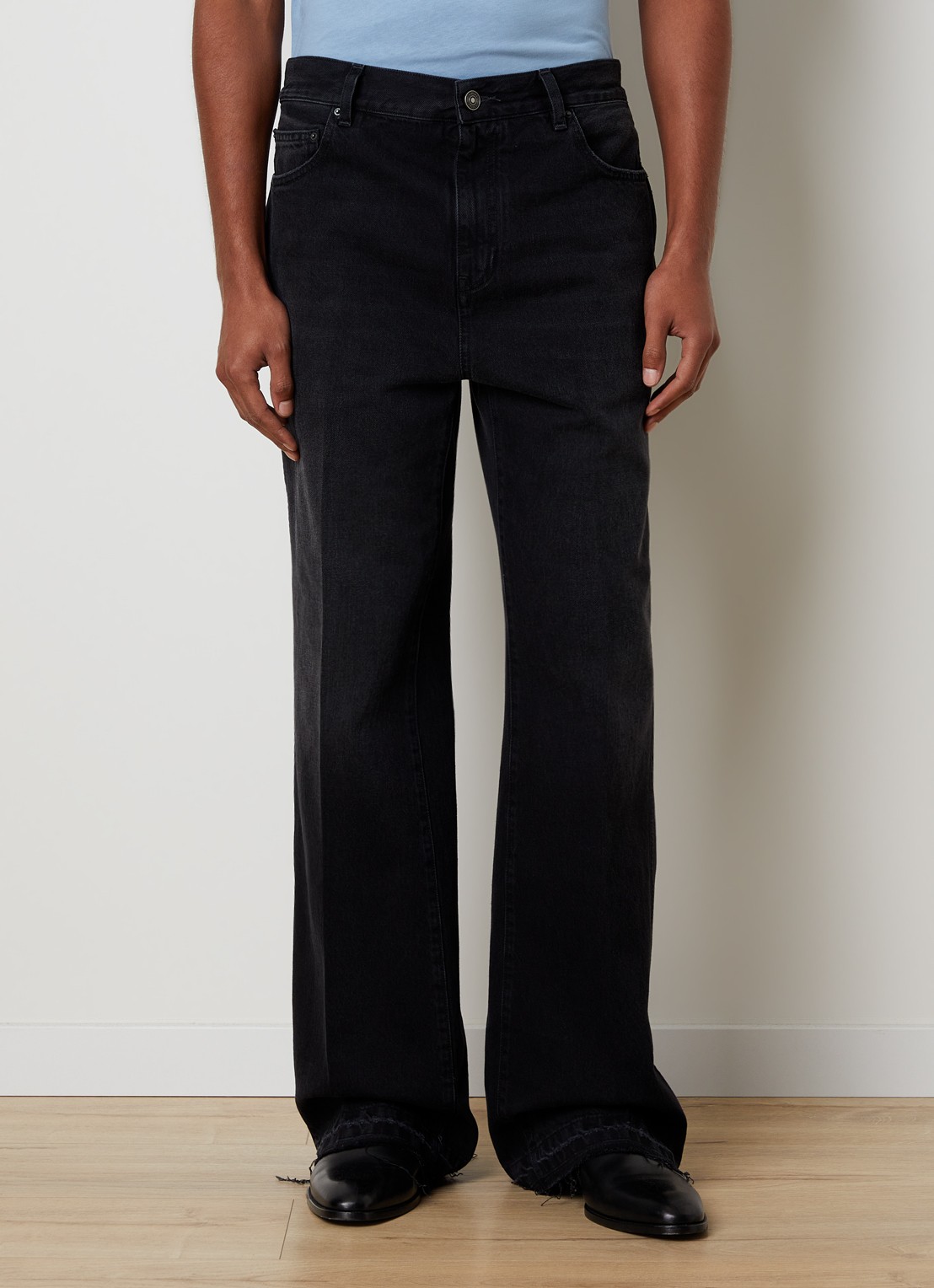 AMIRI Straight leg jeans met verwassen afwerking - detail zwart