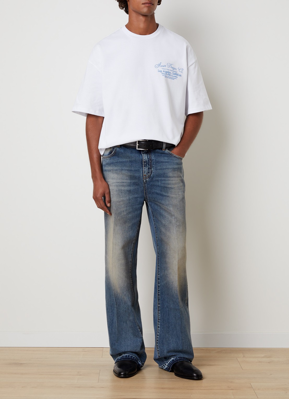AMIRI Straight leg jeans met verwassen afwerking - voorkant 6 indigo