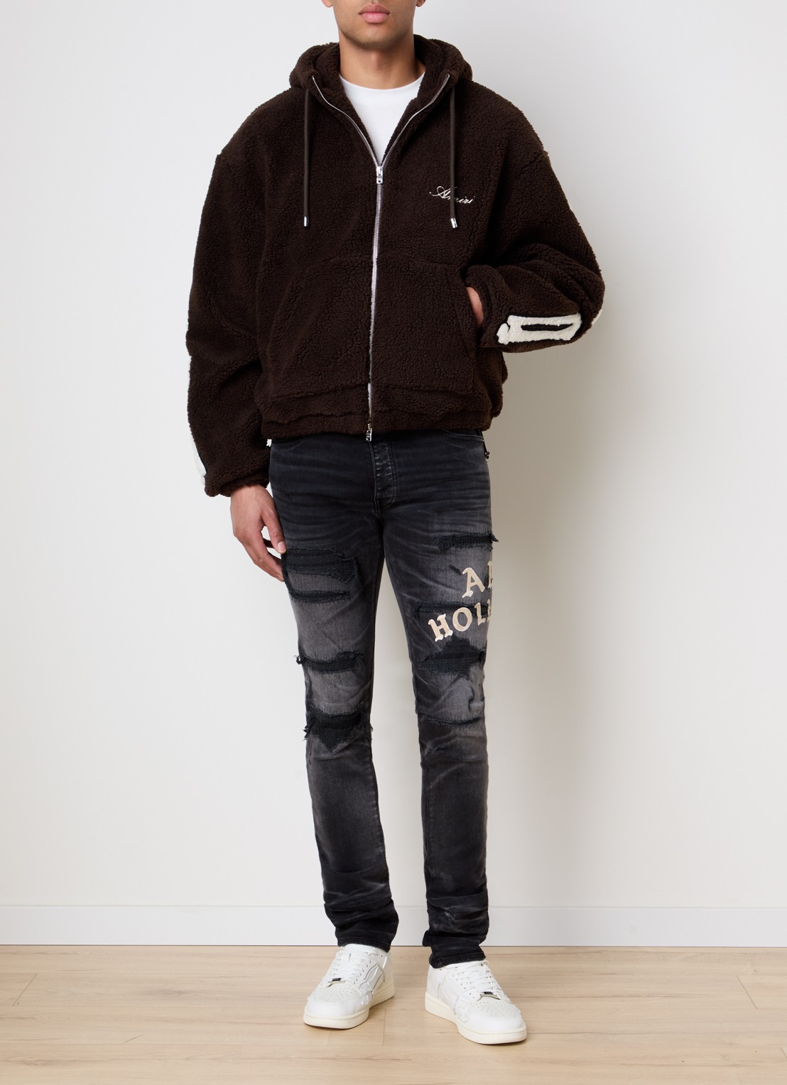 AMIRI Sweatvest met logo en steekzakken - voorkant 6 donkerbruin