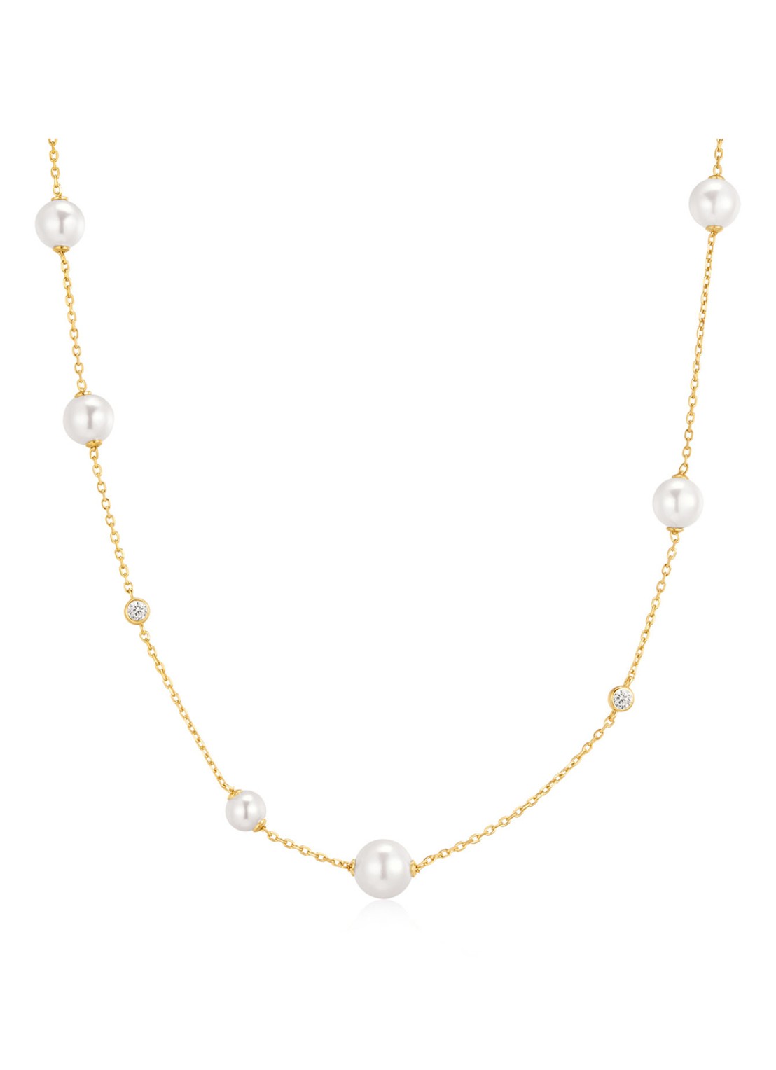 Ania Haie Asymmetric Pearl ketting verguld - voorkant goud