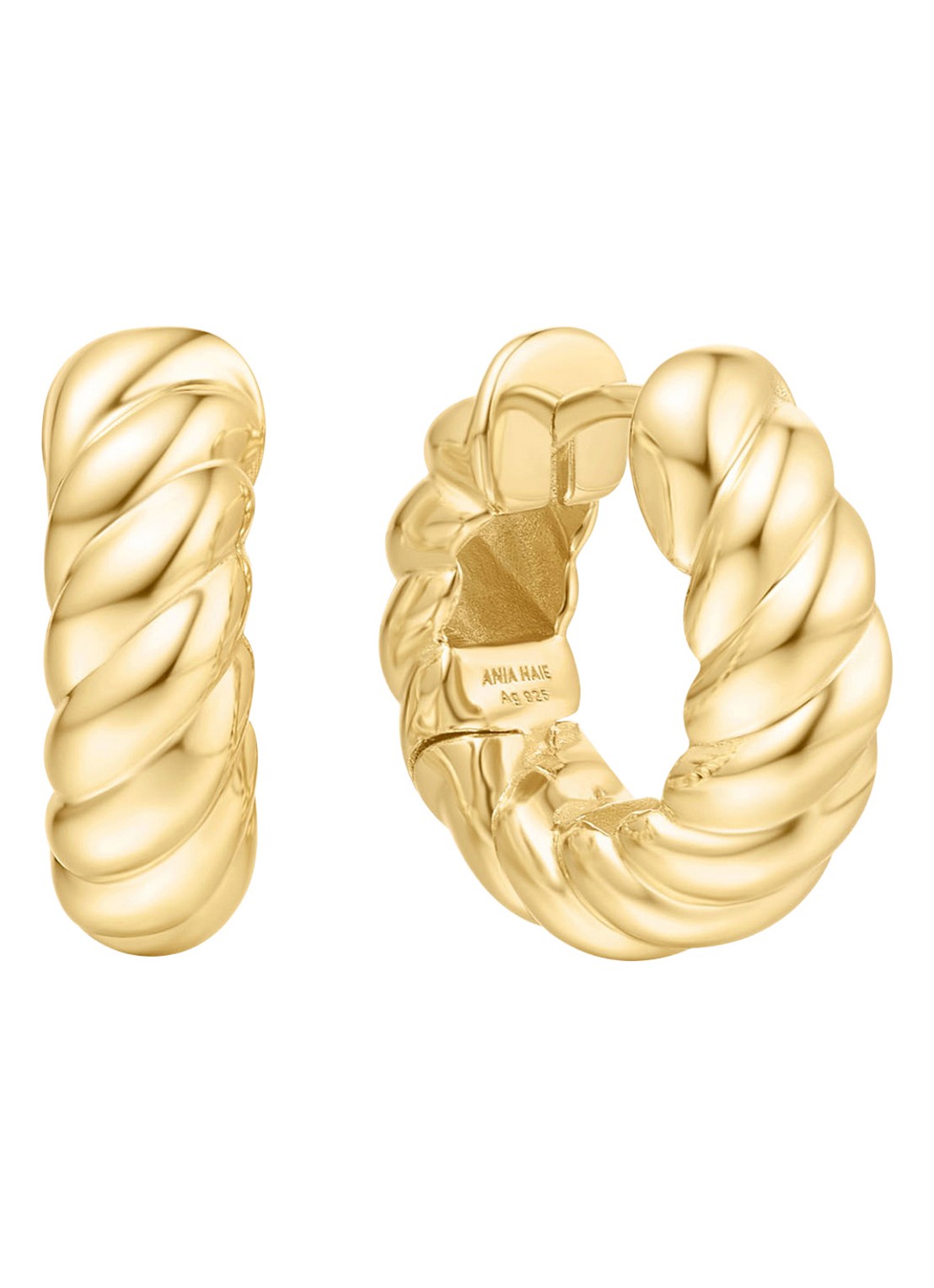 Ania Haie Bold Texture oorringen M van zilver - voorkant goud