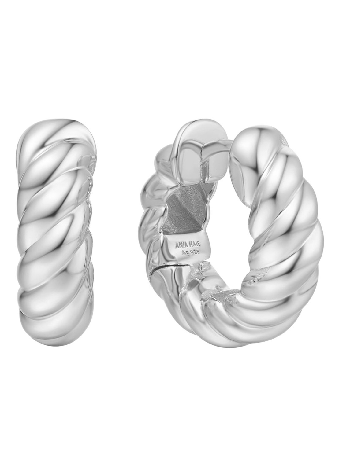 Ania Haie Bold Texture oorringen M van zilver - voorkant zilver