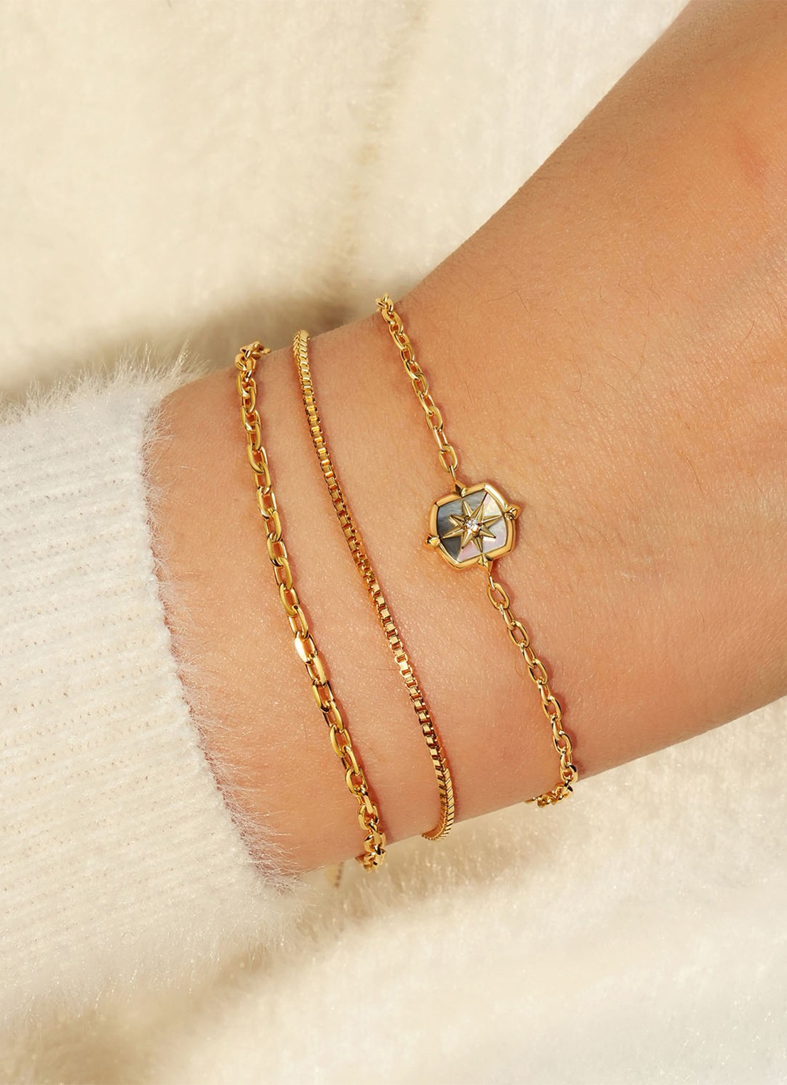 Ania Haie Box Chain armband S verguld - voorkant 2 goud