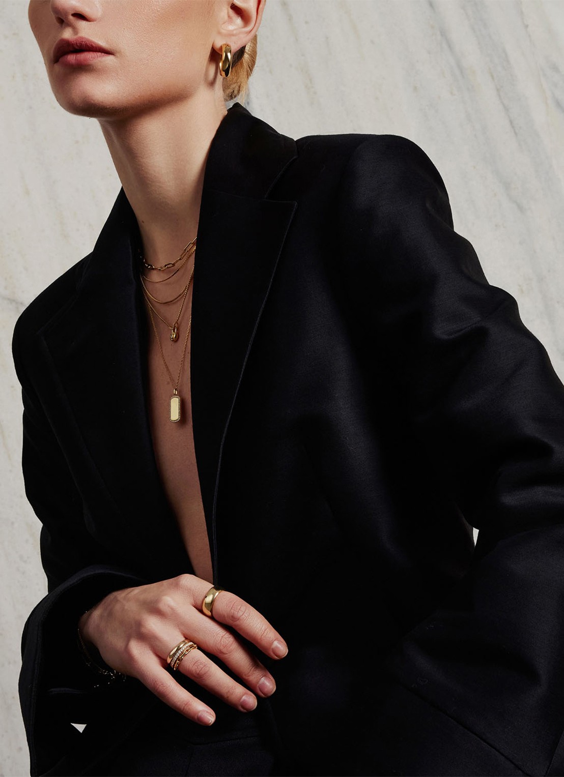 Ania Haie Box Chain ketting S verguld - voorkant 2 goud