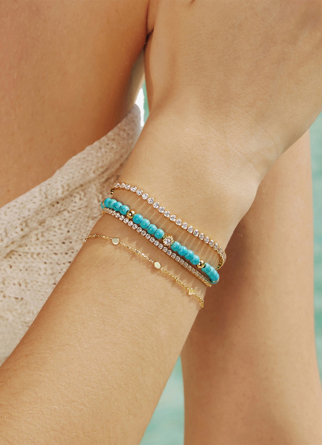 Ania Haie Disc Station armband S van zilver - voorkant 2 goud