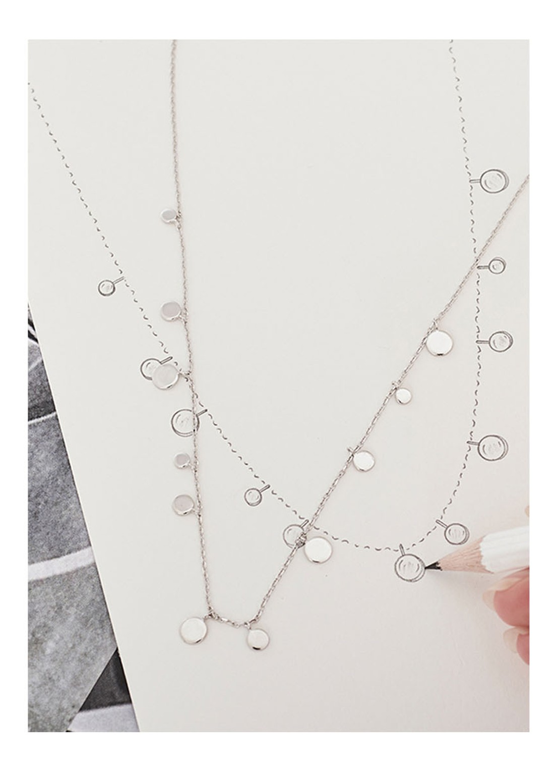 Ania Haie Geometry Mixed Discs ketting van zilver - detail 4 zilver