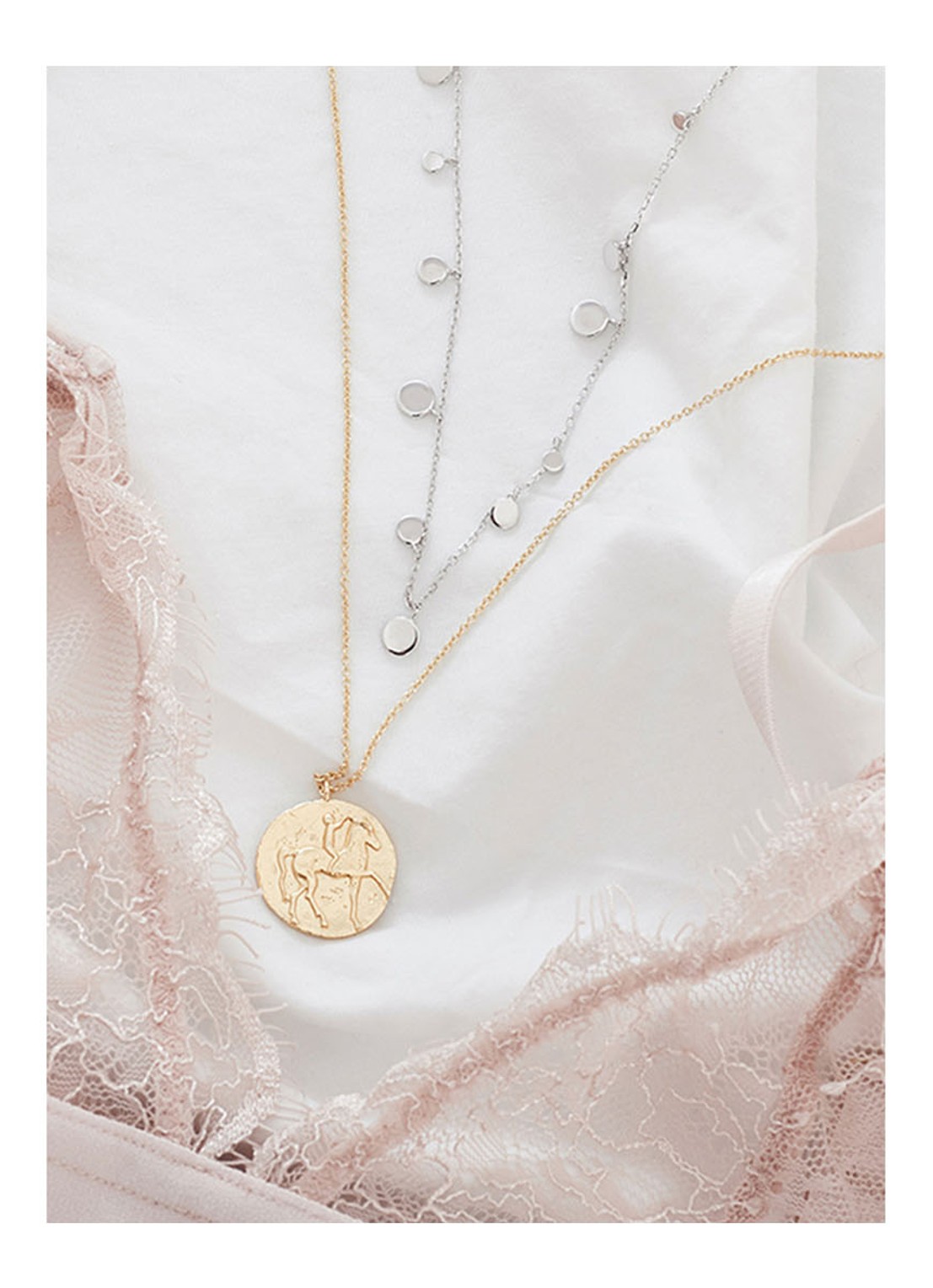 Ania Haie Geometry Mixed Discs ketting van zilver - voorkant 2 zilver