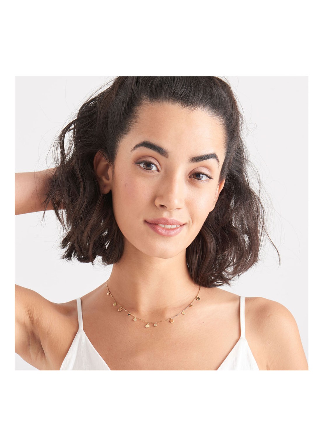 Ania Haie Geometry Mixed Discs ketting van zilver - detail goud