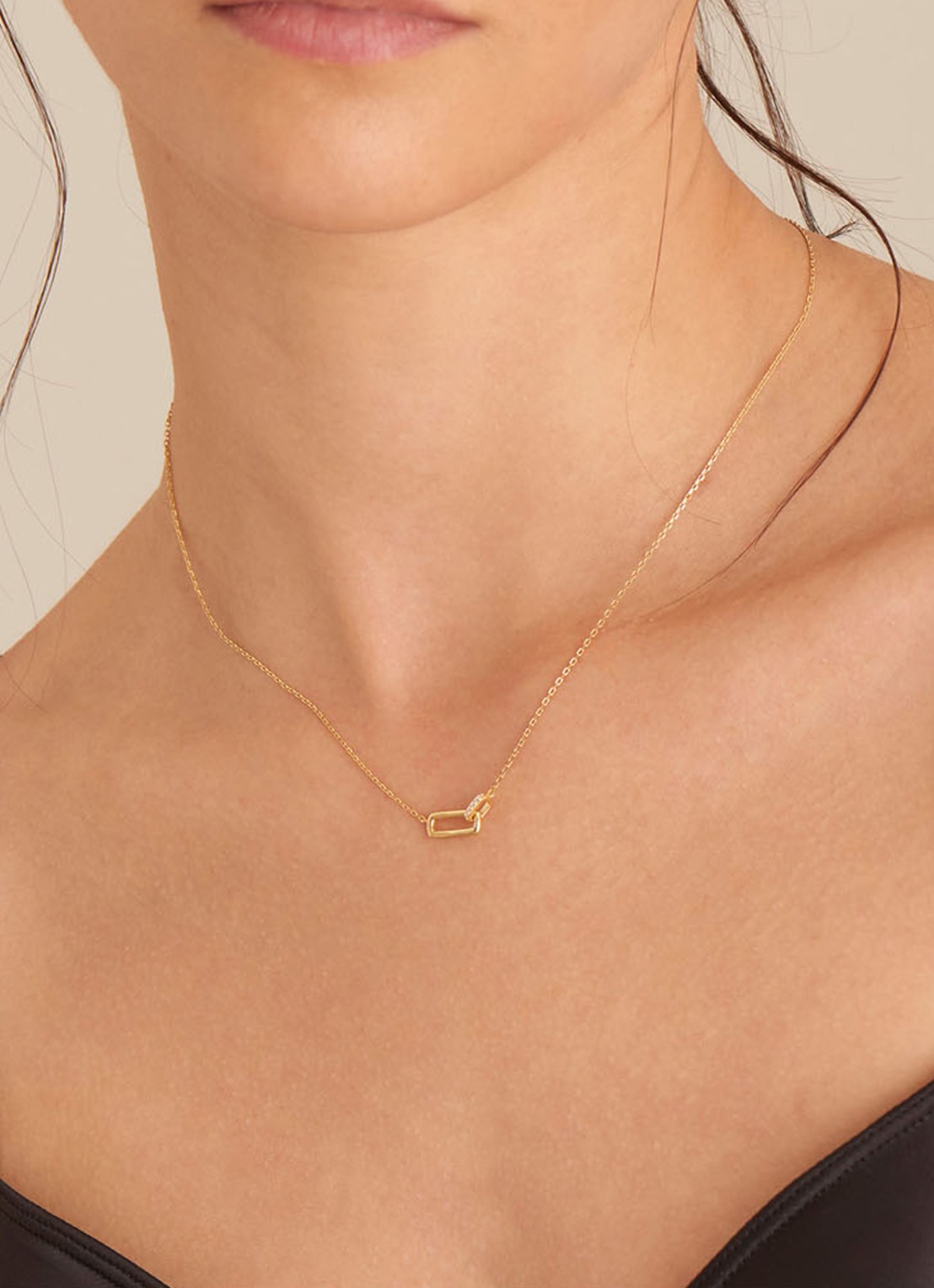 Ania Haie Glam Interlock ketting verguld - voorkant 3 goud