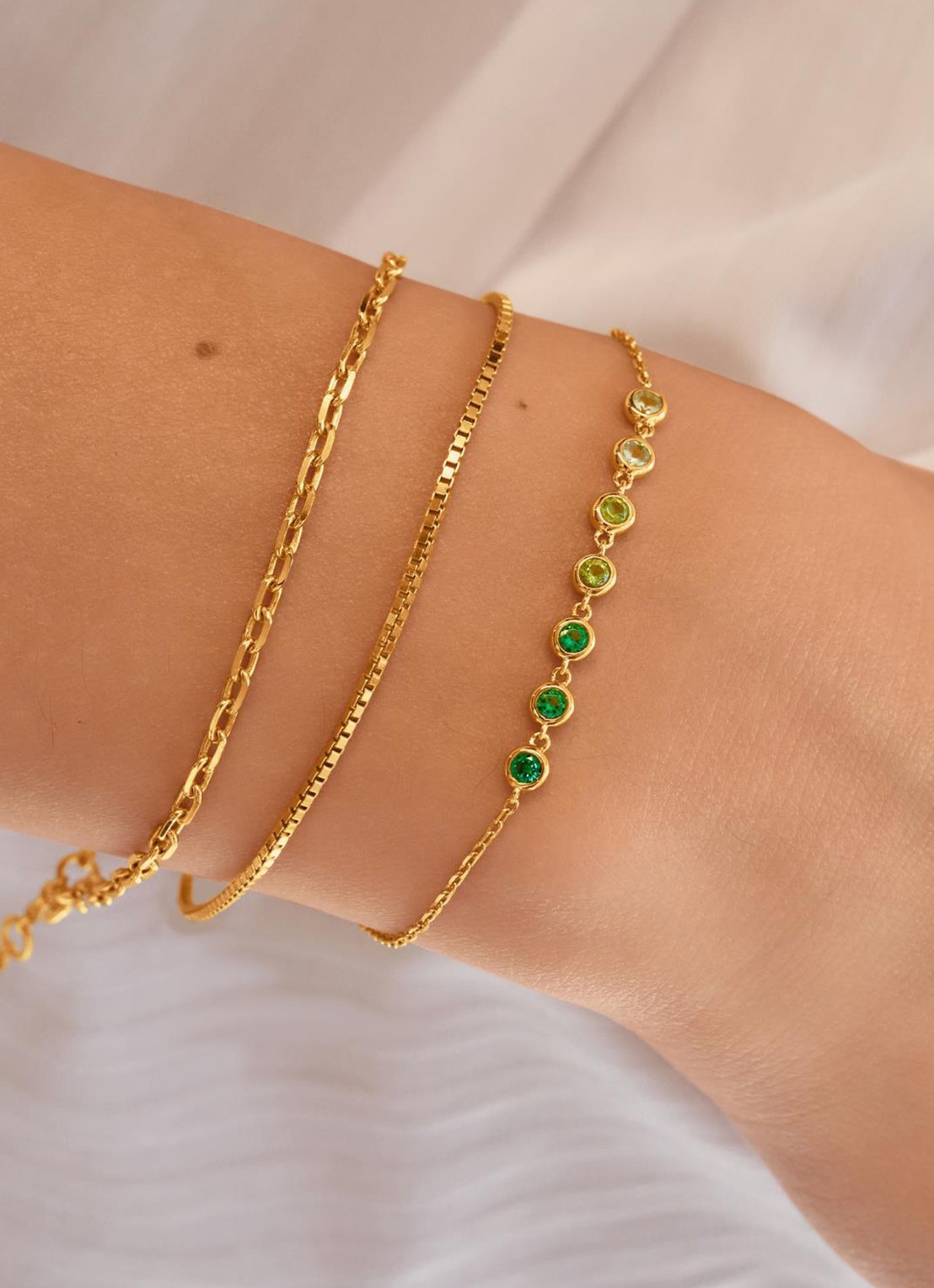 Ania Haie Green Station armband S verguld - voorkant 2 groen