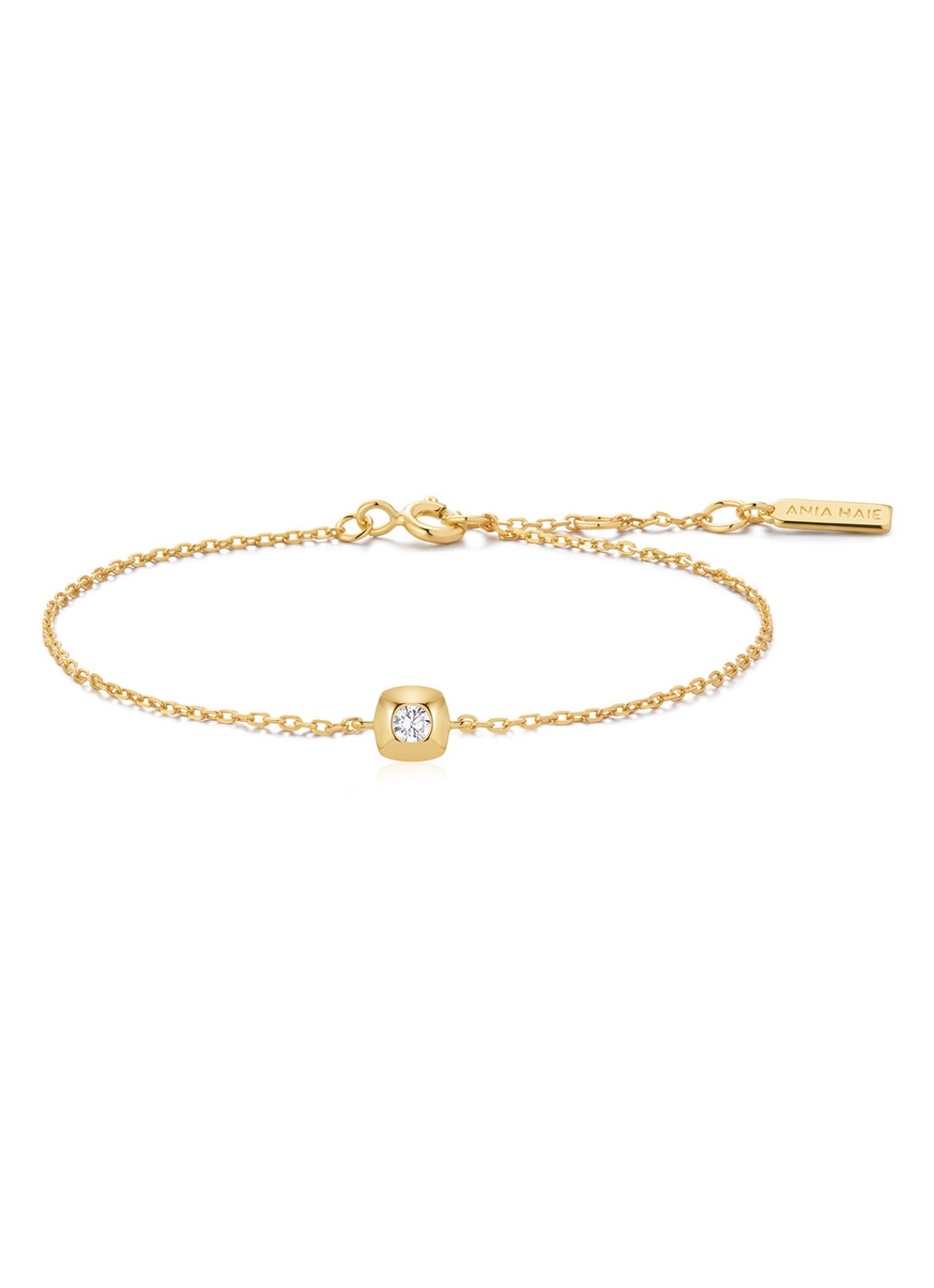 Ania Haie Modern Solitaire armband S verguld - voorkant goud