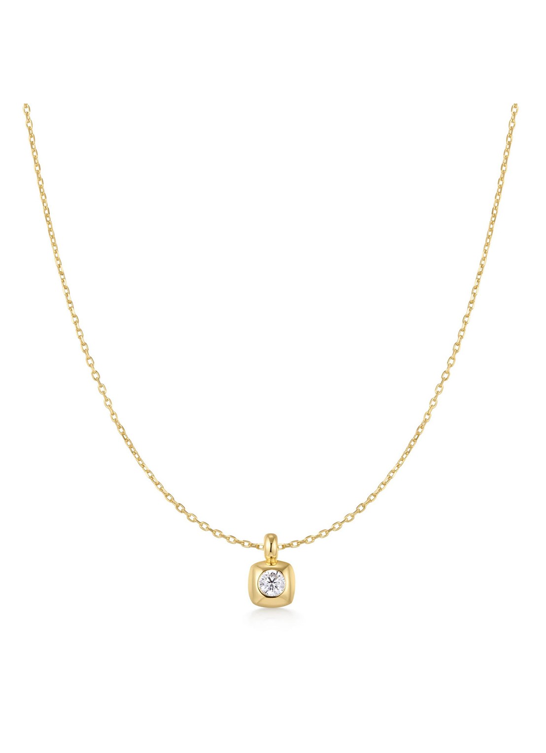 Ania Haie Modern Solitaire ketting S verguld - voorkant goud