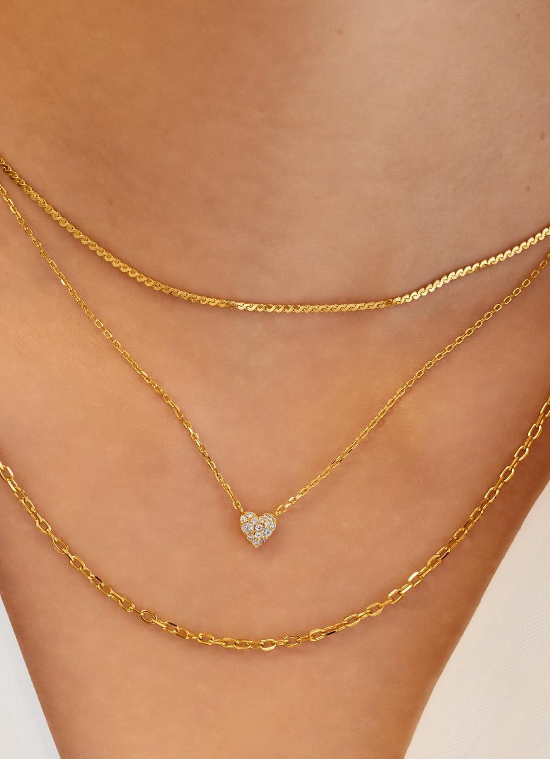 Ania Haie Pavé Heart ketting S verguld  - voorkant 2 goud