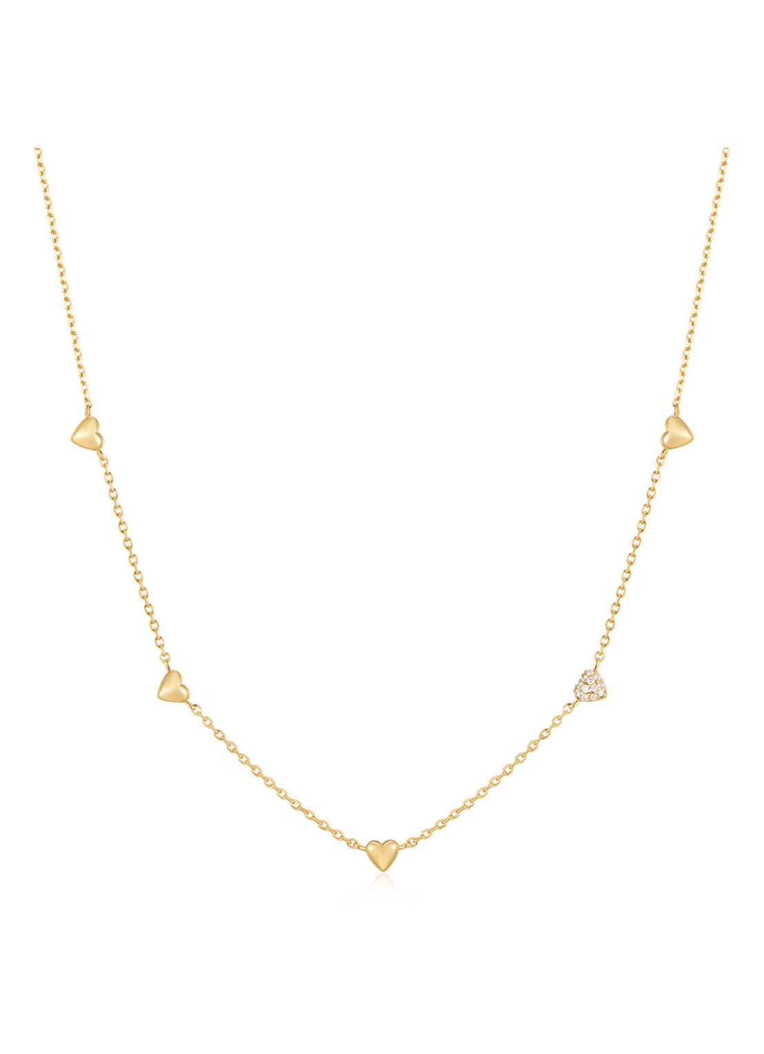 Ania Haie Pavé Heart Station ketting - voorkant goud