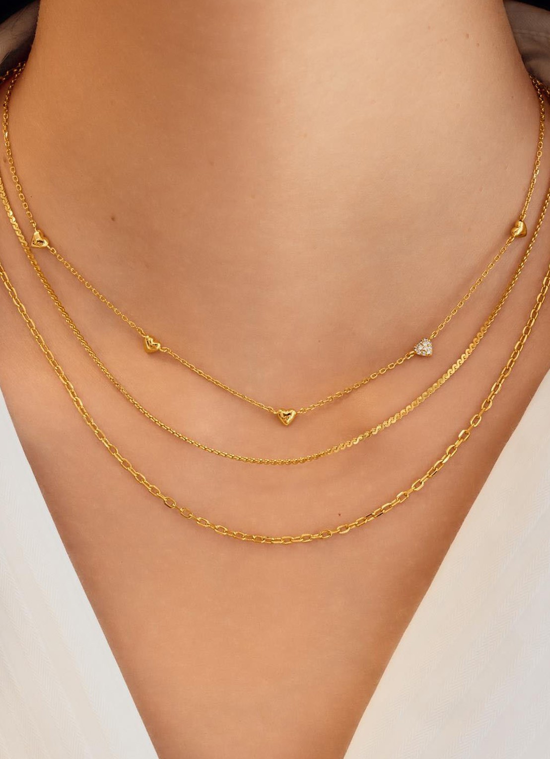 Ania Haie Pavé Heart Station ketting - voorkant 2 goud