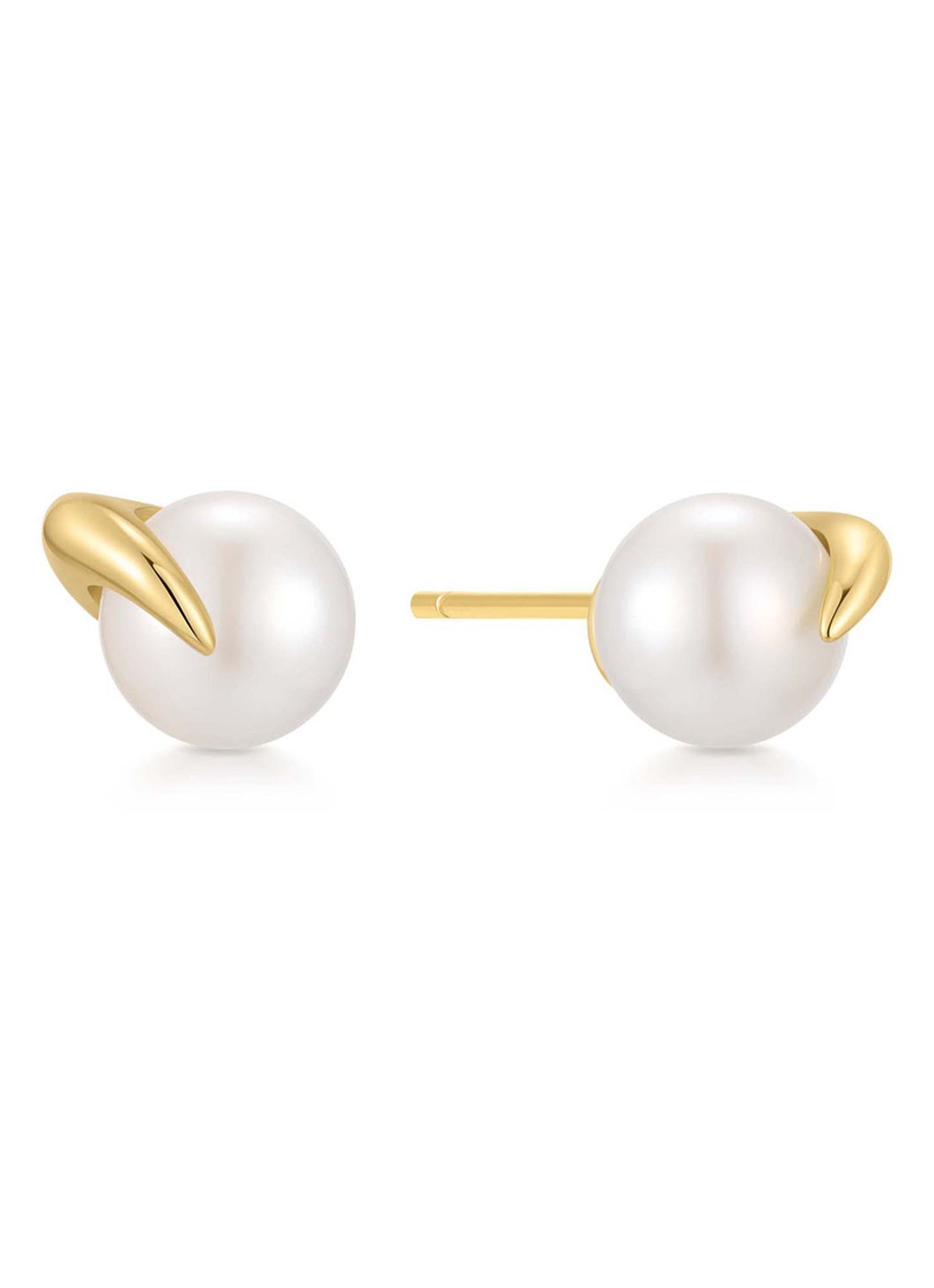 Ania Haie Pearl Claw oorstekers verguld - voorkant goud