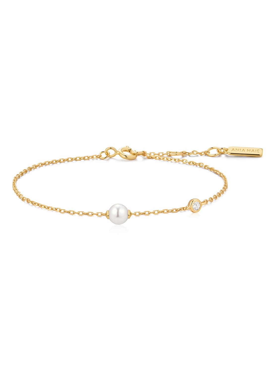 Ania Haie Pearl Sparkle armband verguld - voorkant goud