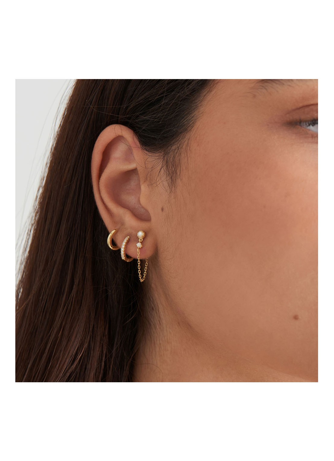 Ania Haie Sparkle Mini oorringen van zilver met zirkonia - detail goud
