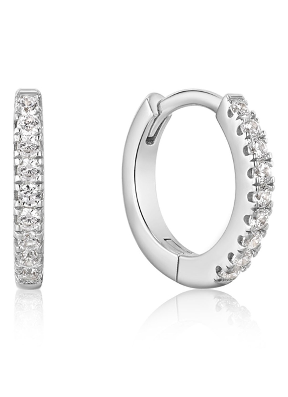 Ania Haie Sparkle Mini oorringen van zilver met zirkonia - voorkant 3 zilver