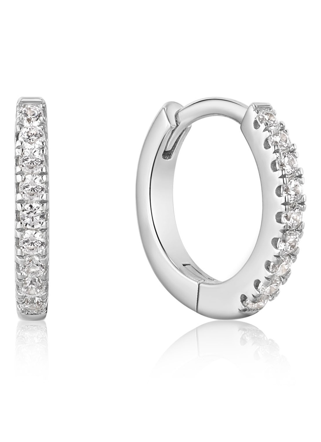 Ania Haie Sparkle Mini oorringen van zilver met zirkonia - voorkant 4 zilver