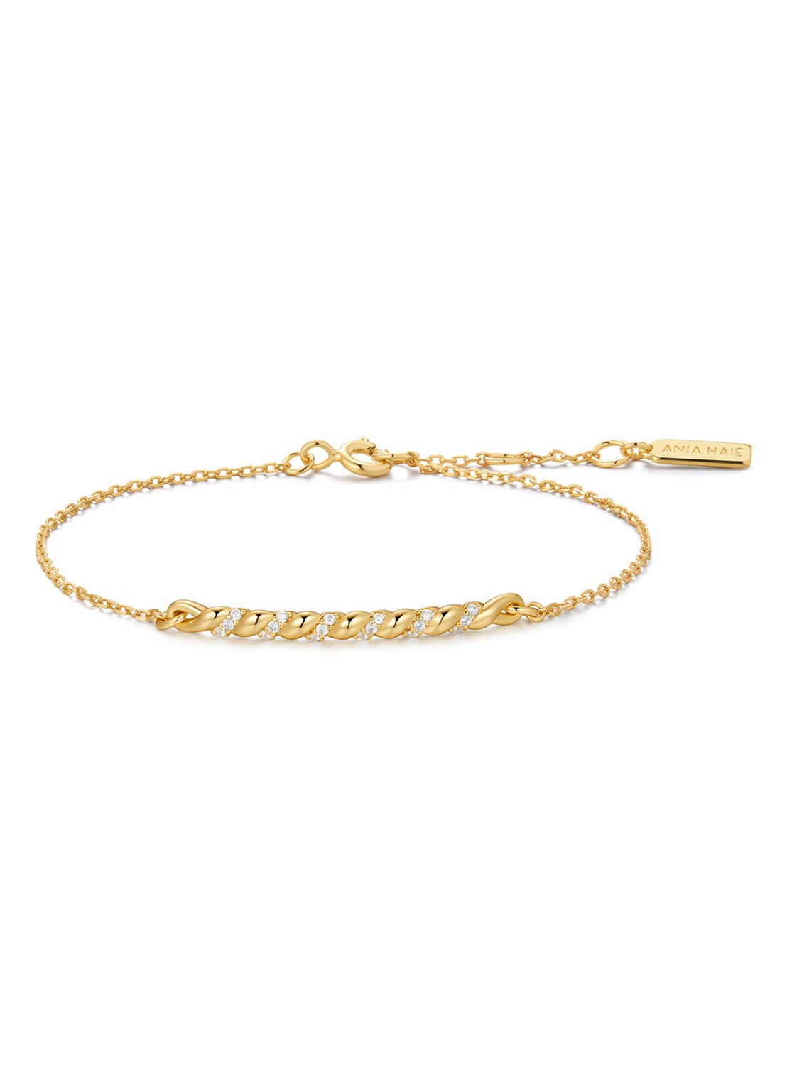 Ania Haie Twisted Bar armband S verguld  - voorkant goud