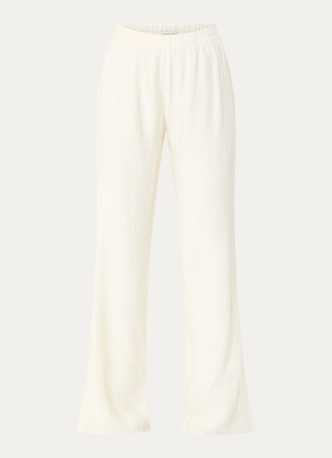 Anine Bing Aden high waist straight fit broek met structuur  - voorkant 2 gebroken wit