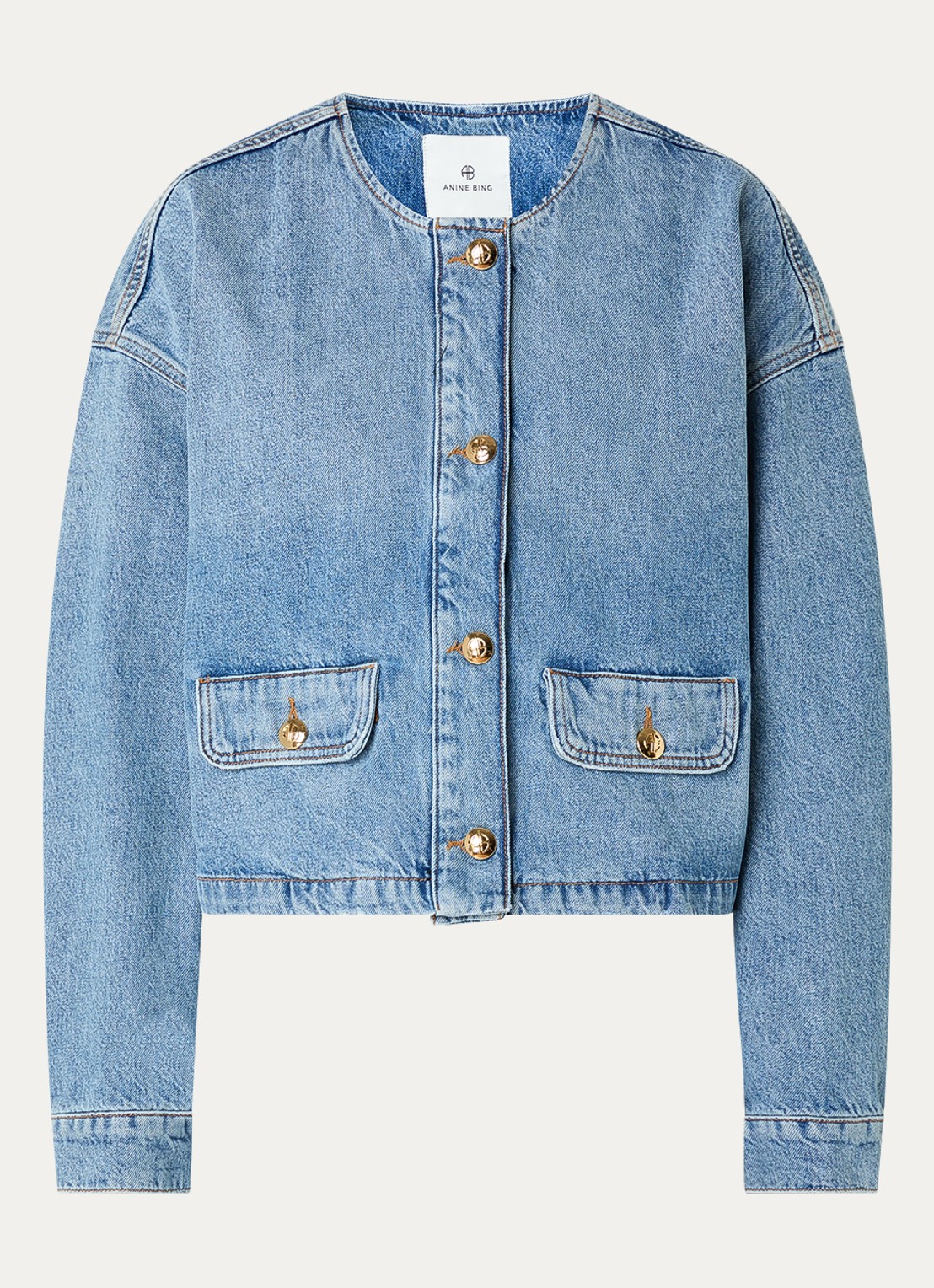Anine Bing Blanche spijkerjas met klepzakken - voorkant indigo