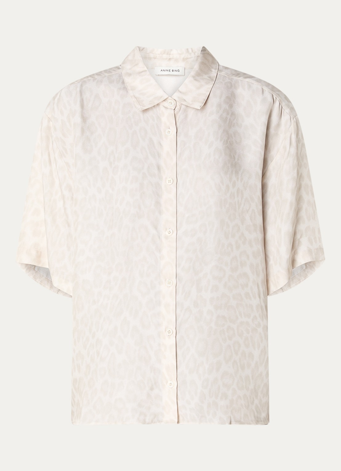 Anine Bing Blouse met panterprint - voorkant beige