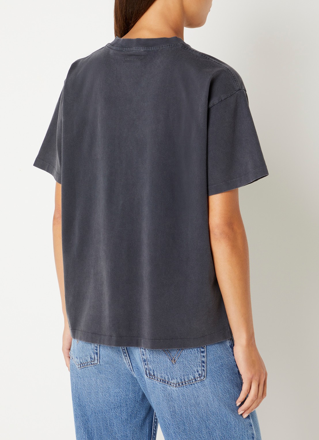 Anine Bing Cade T-shirt met logoborduring - achterkant 4 donkergrijs