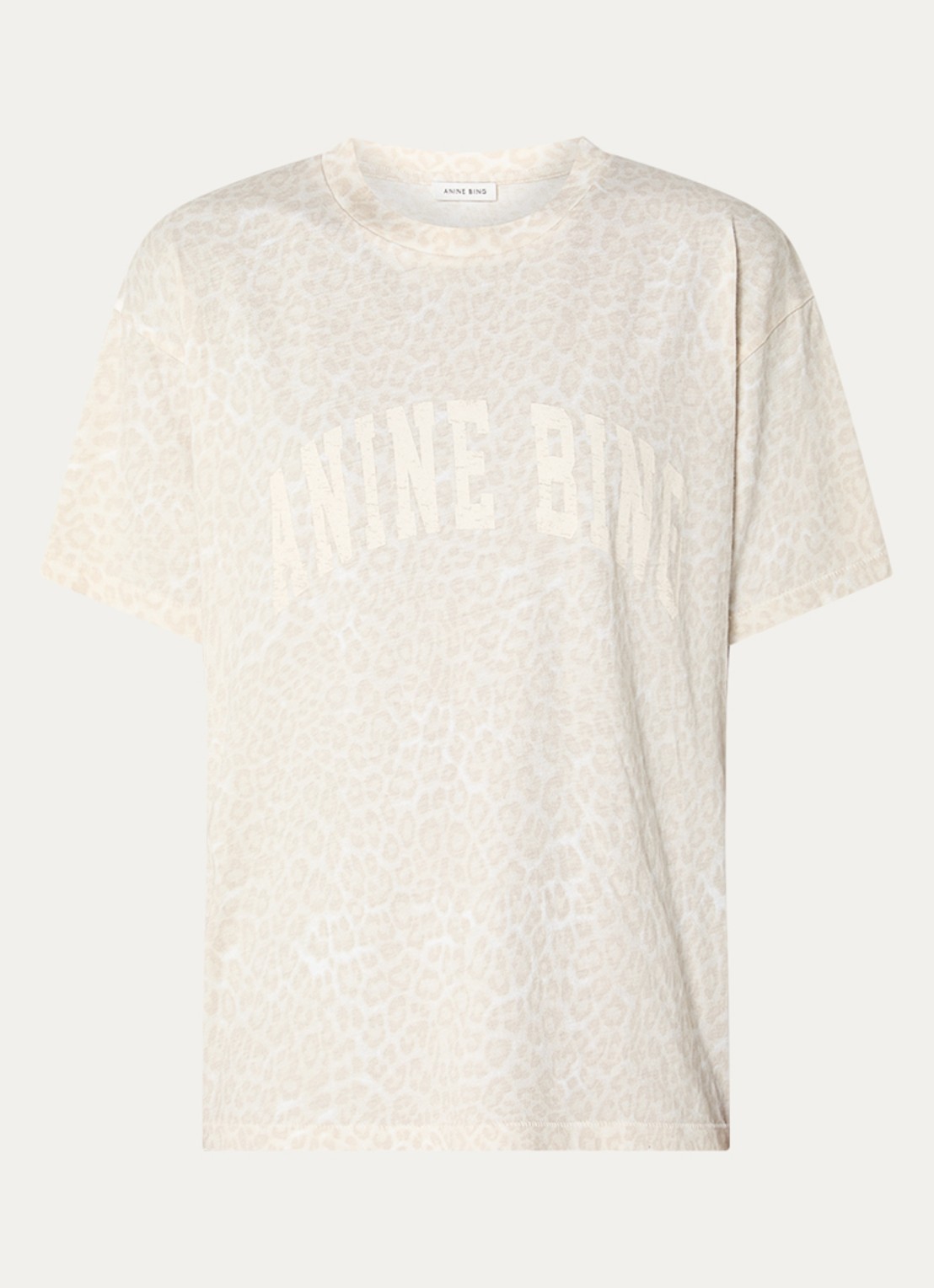 Anine Bing Cade T-shirt met panterprint - voorkant 2 beige