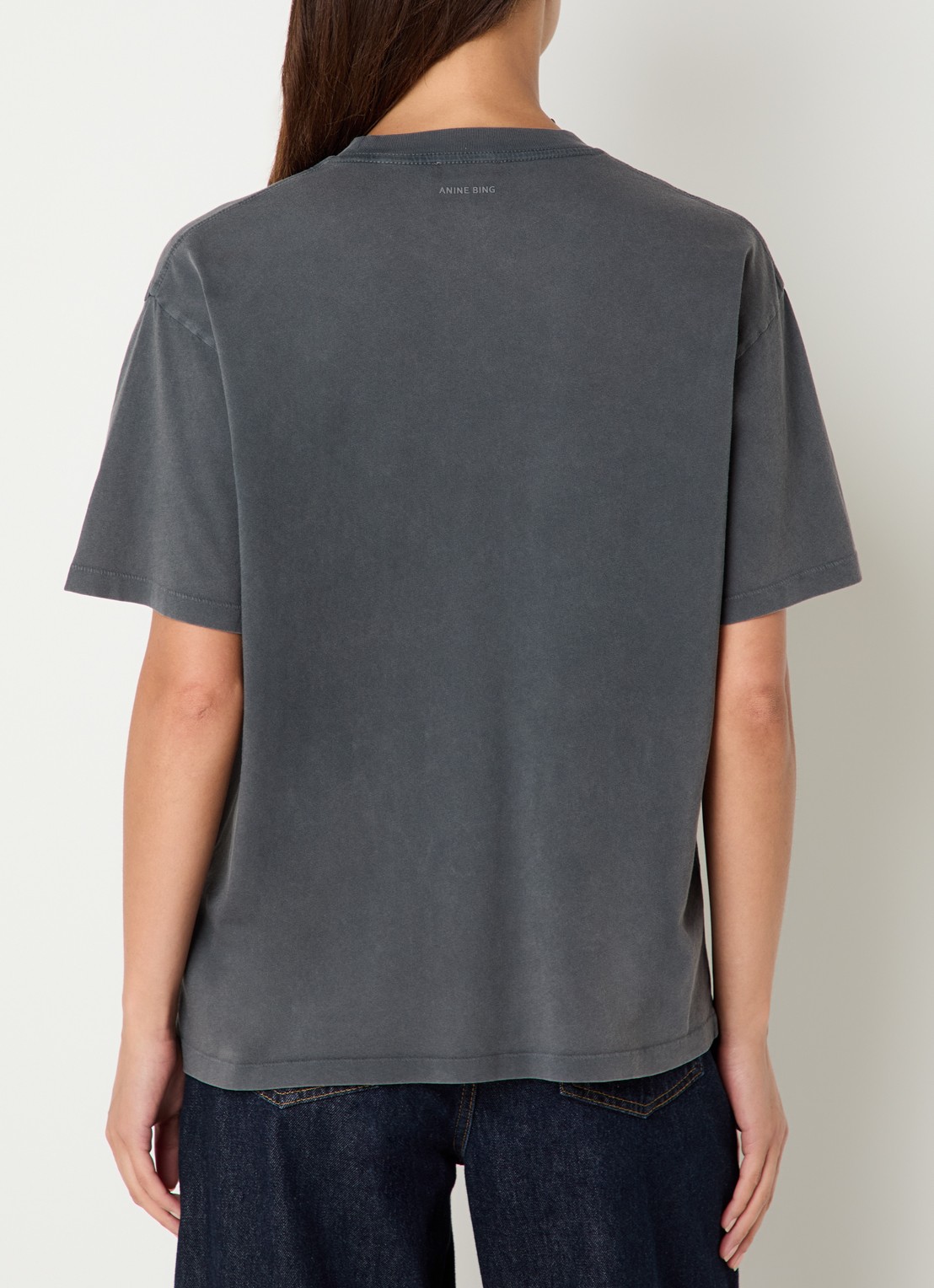 Anine Bing Cade T-shirt met print - achterkant 4 antraciet