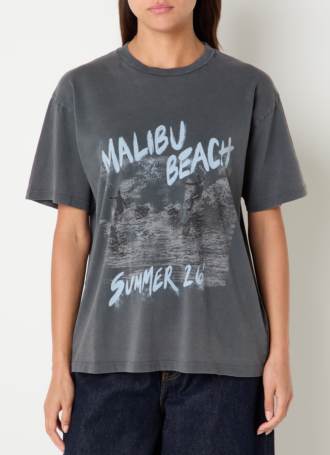 Anine Bing Cade T-shirt met print - detail antraciet