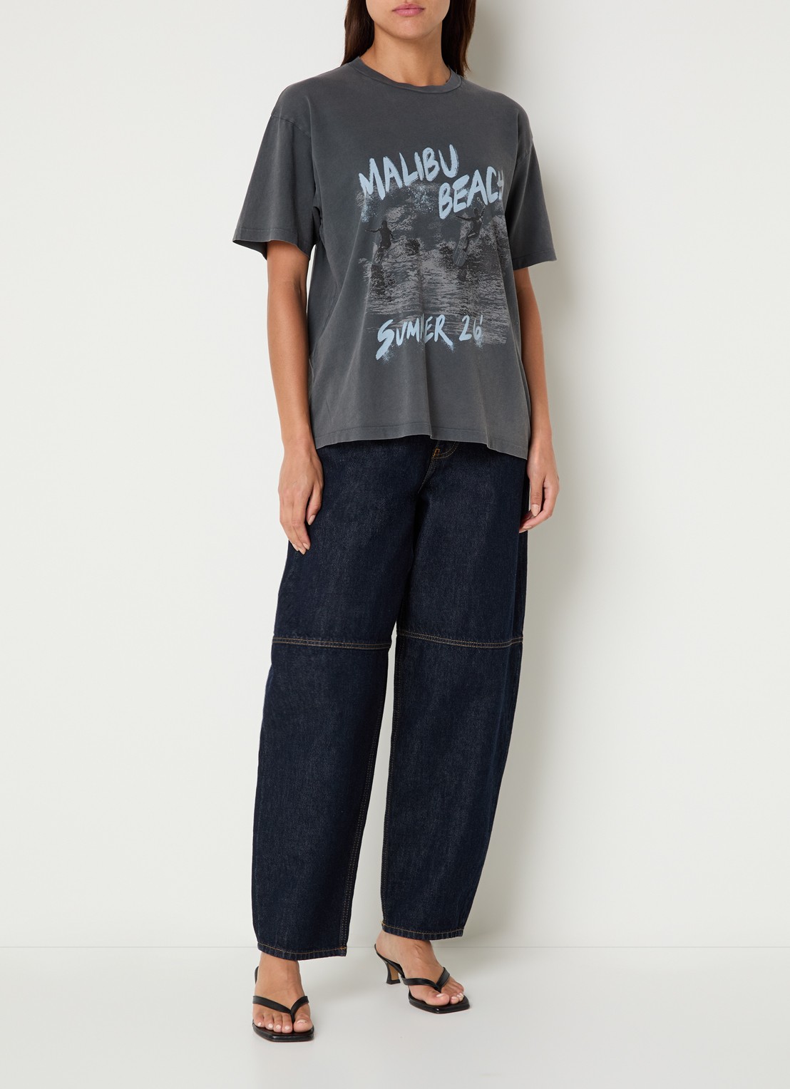 Anine Bing Cade T-shirt met print - voorkant 3 antraciet