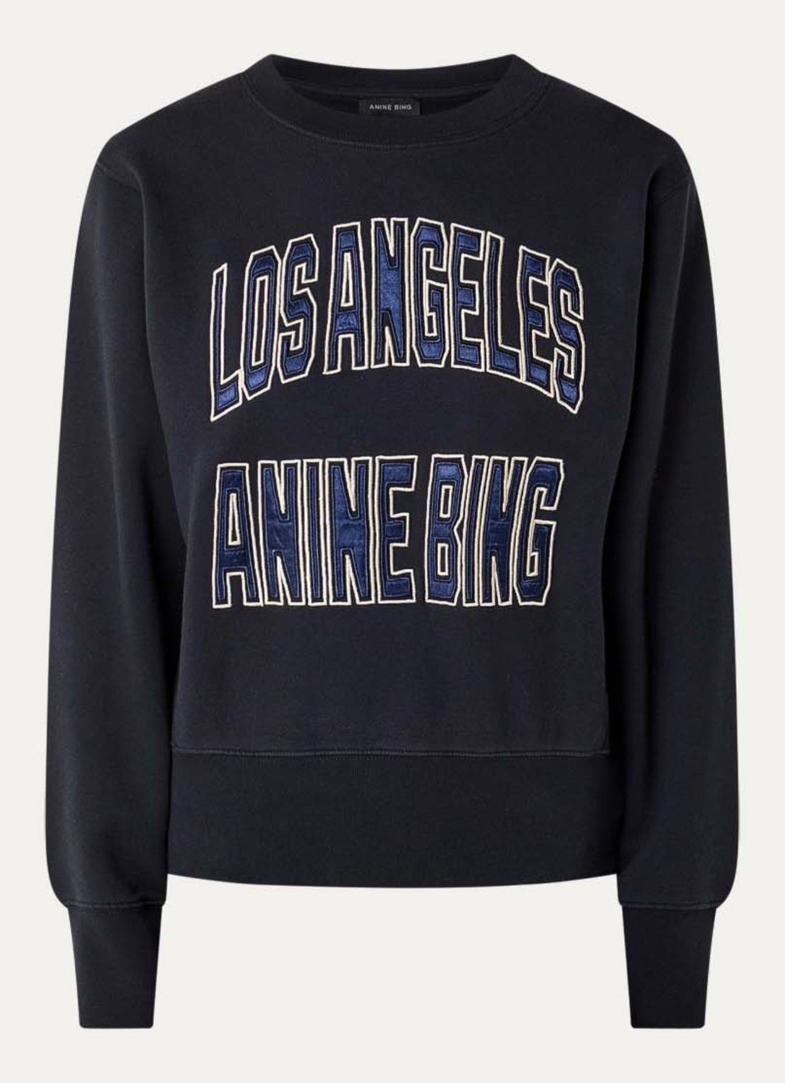 Anine Bing Harry sweater met logoborduring - voorkant 2 zwart